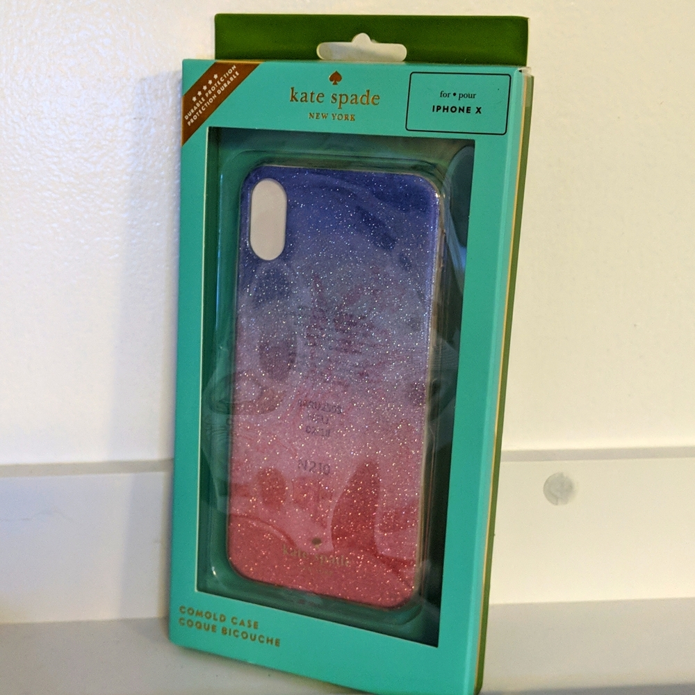 NWOT Kate Spade sunset glitter ombre iPhone X comold case